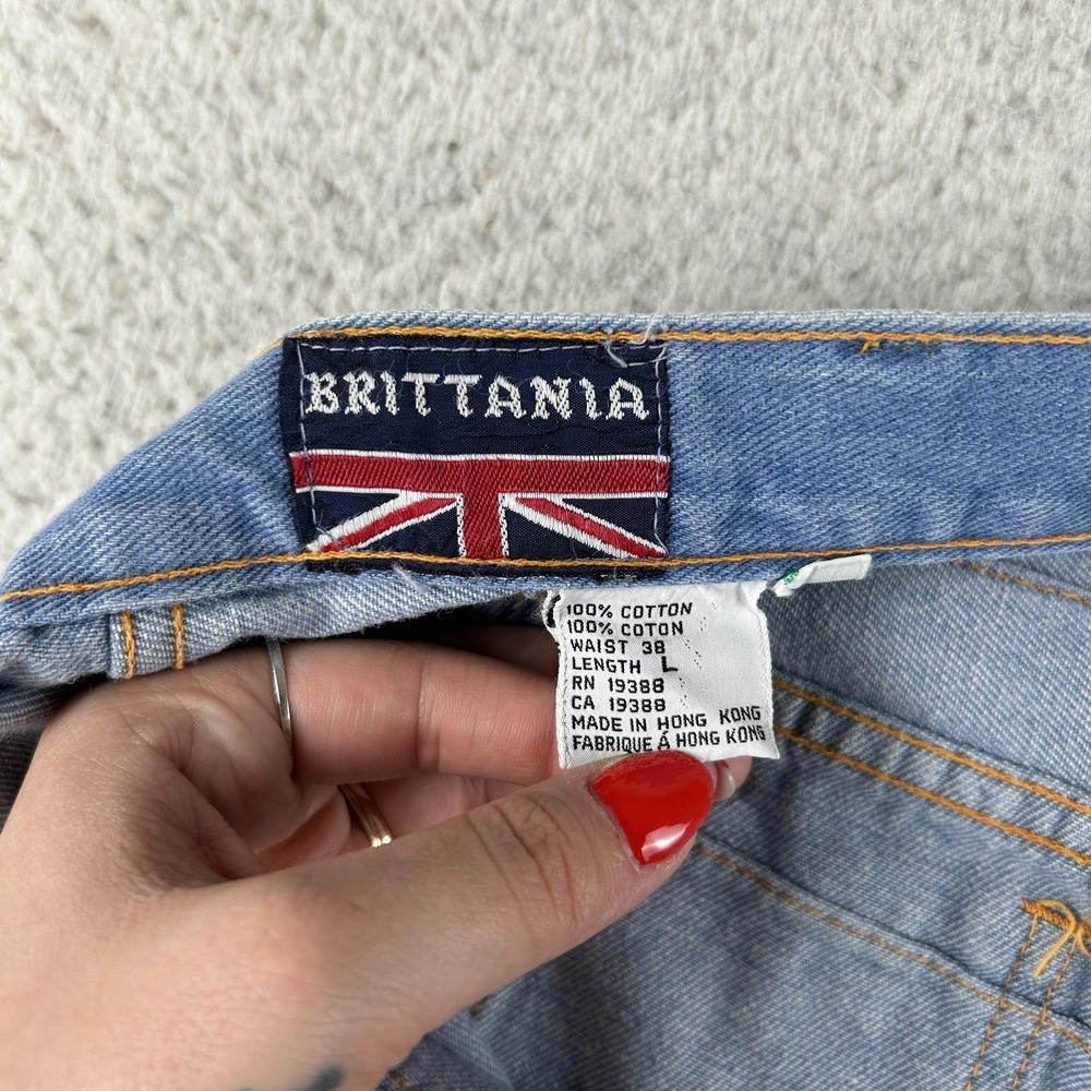 Vintage Brittania Jeans Womens 34x31 Windowpane Bell Bottom Flare Patchwork 70s - Picture 10 of 15